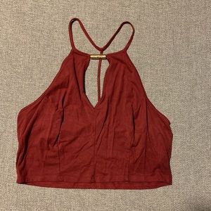 Red suede crop top